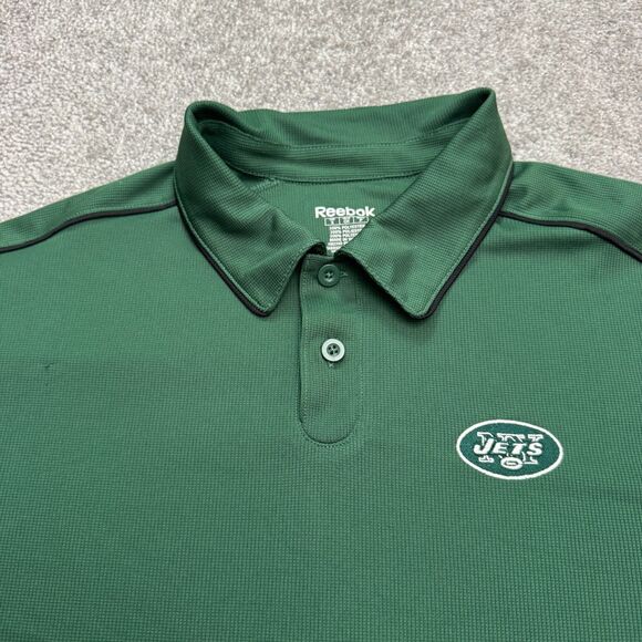 Reebok New York Jets NFL Polo Shirt Mens Small Green Short Sleeve Performance - Picture 4 of 13